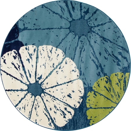 Art Carpet 8 Ft. Seaport Collection Citrus Slice Woven Round Area Rug, Blue 841864117290